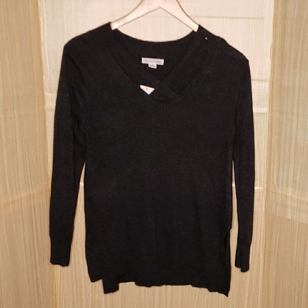 Love Riche Womens New Grey Front Cut Out Sweater Medium